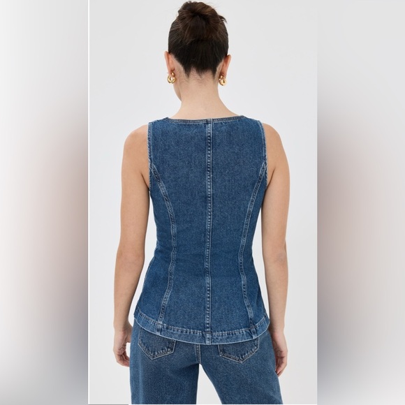 NWT Reformation Ophelia Denim Top in Keila Size 6 Vest - Picture 8 of 13